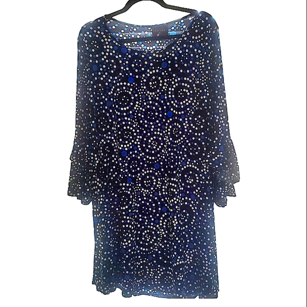 Amana Bell Sleeve Dress Black/Blue Size L
